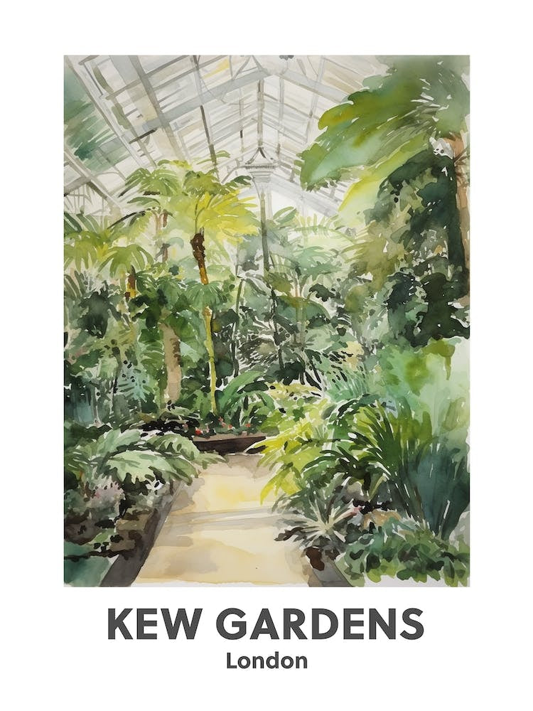 Kew Gardens, London 3 Watercolour Travel Poster