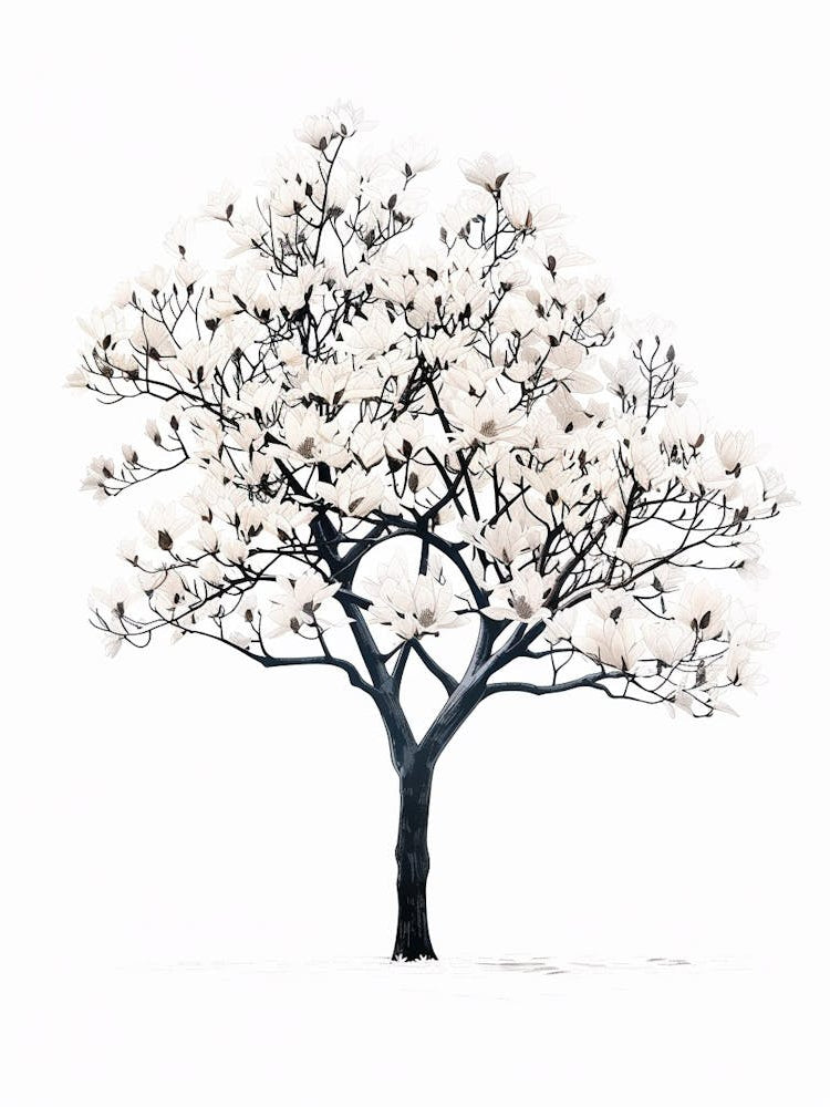 Magnolia Tree Pixel Illustration 4