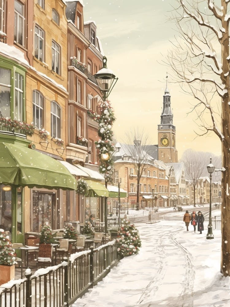 Vintage Winter Illustration Hamburg Germany 1
