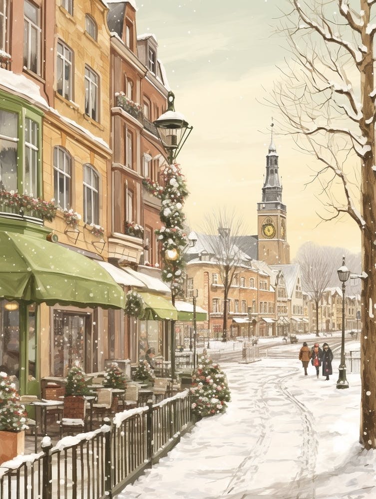 Vintage Winter Illustration Hamburg Germany 1