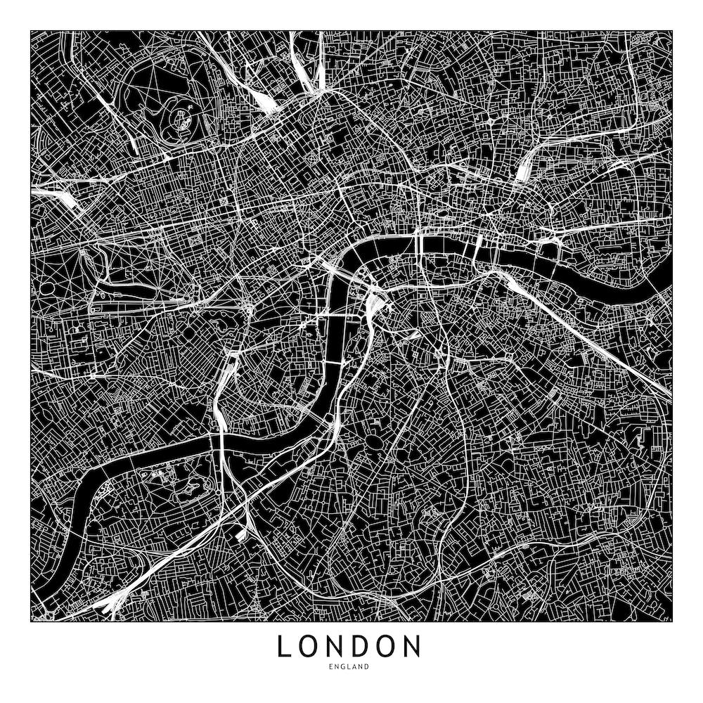 London Black And White Map Square