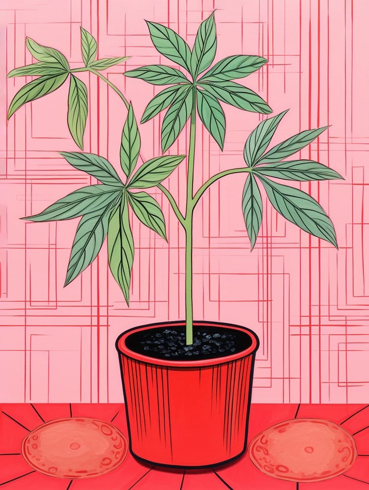 Pink And Red Plant Illustration Red Edged Dracaena 1