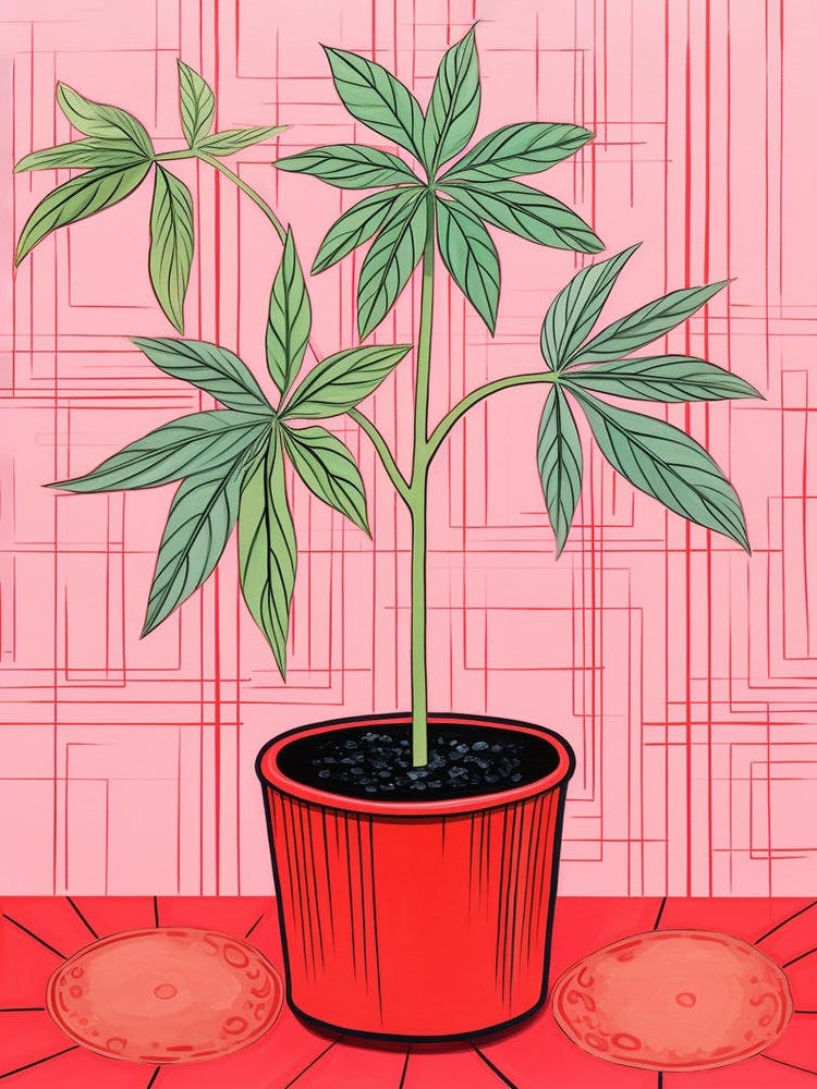 Pink And Red Plant Illustration Red Edged Dracaena 1