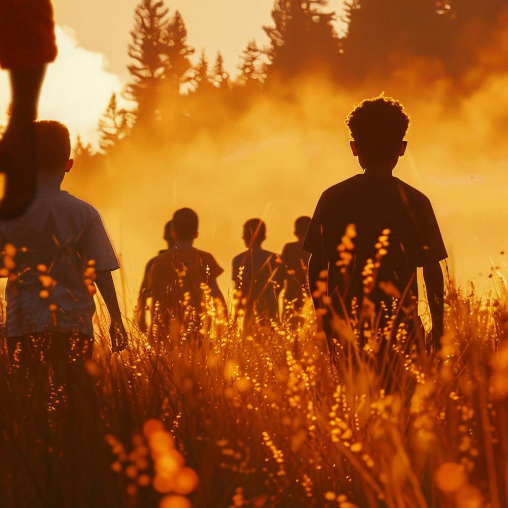 Silhouette Of People In A Field