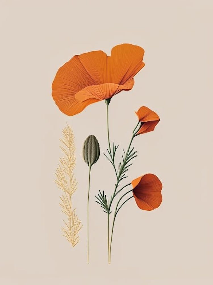California Poppy Spices And Herbs Retro Minimal 1