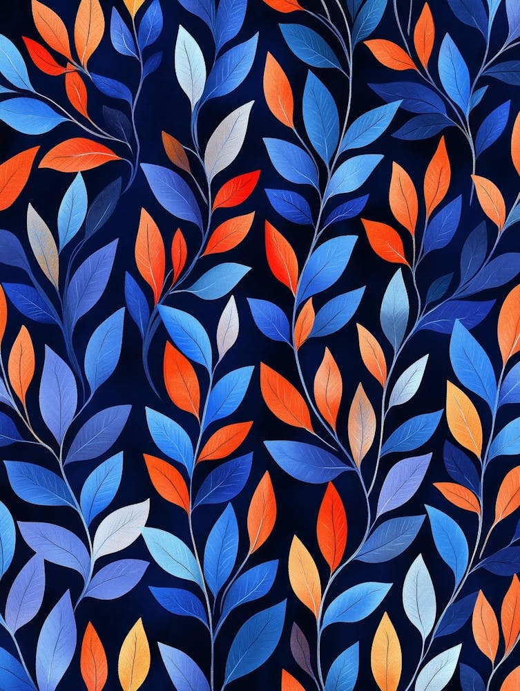 Blue And Orange Leaves 6