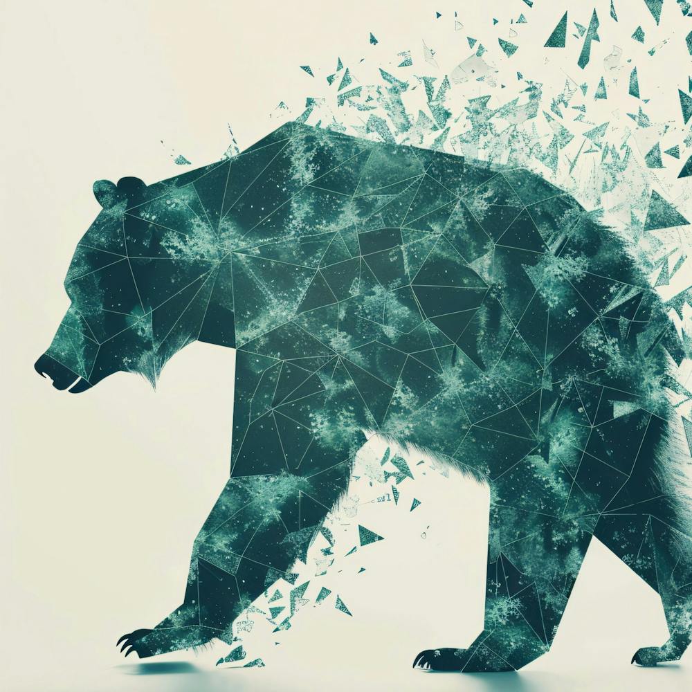 Bear Walking Through Shattered Glass