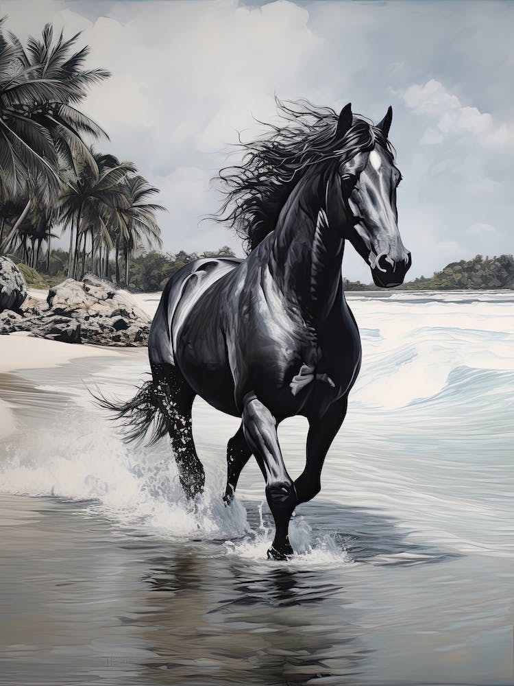 A Horse Oil Painting In Ao Nang Beach, Thailand, Portrait 3