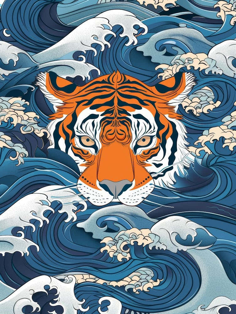 Tiger In The Waves