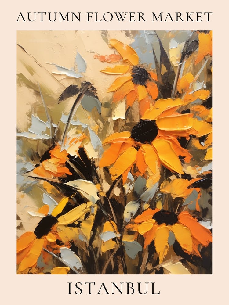 Autumn Flower Market Poster Istanbul