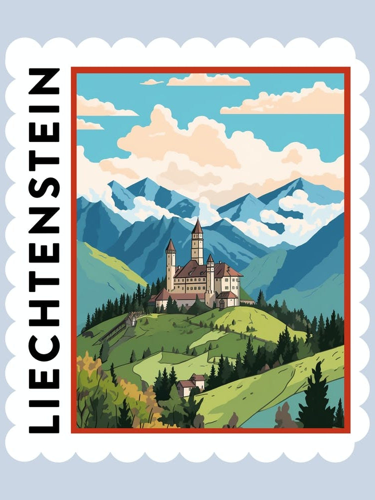 Liechtenstein Travel Stamp Poster