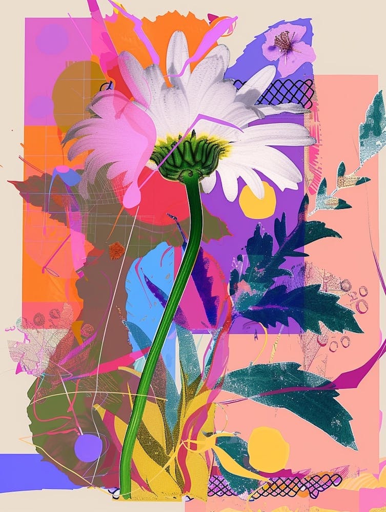 Margerite 1 Neon Blumen Collage