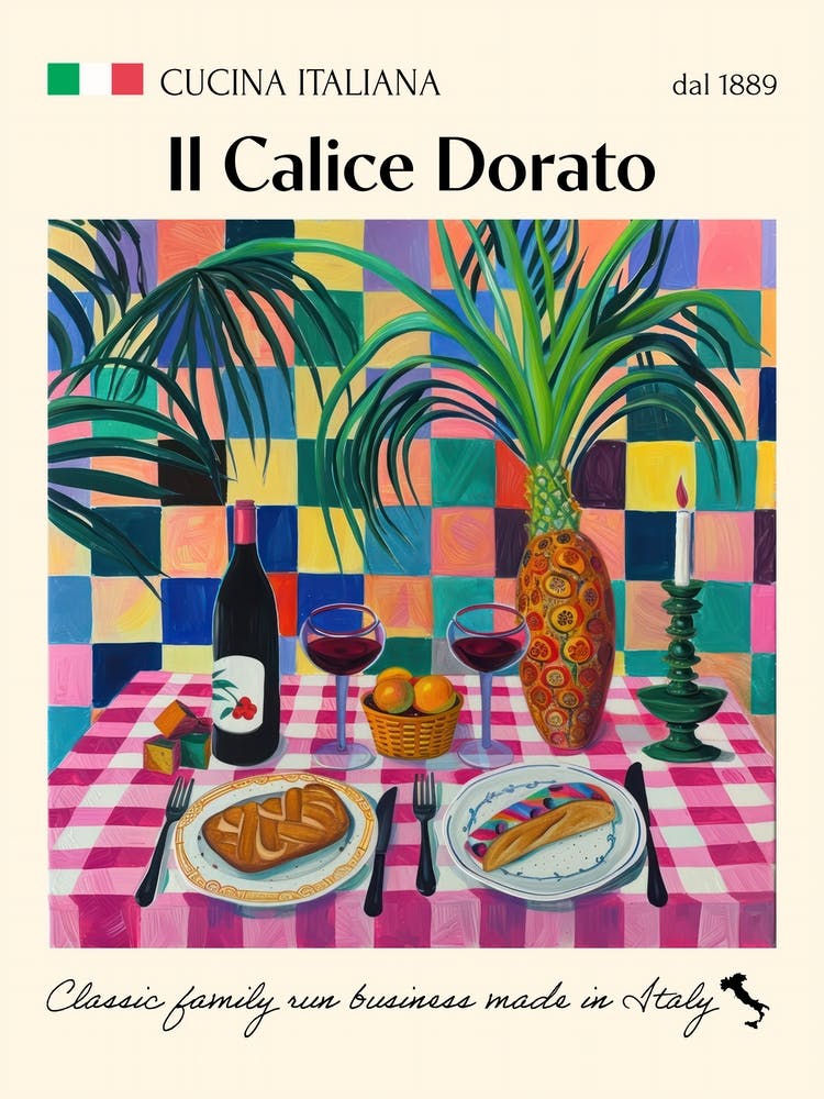 Il Calice Dorato Trattoria Italian Poster Food Kitchen