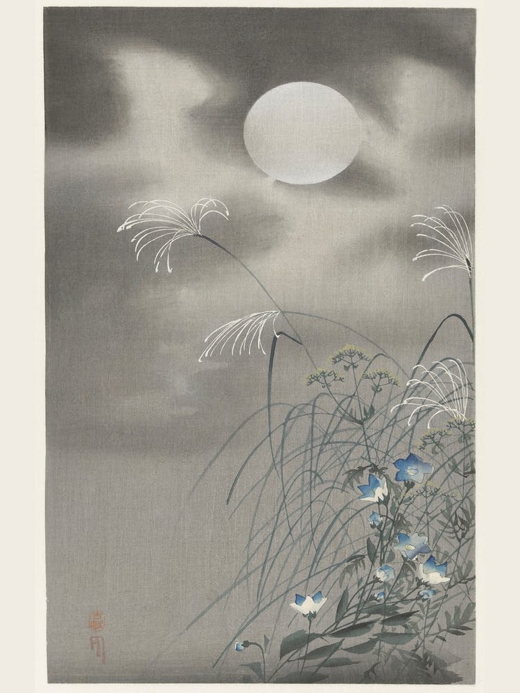 Grass And Flowers At Full Moon (1900 1930), Ohara Koson