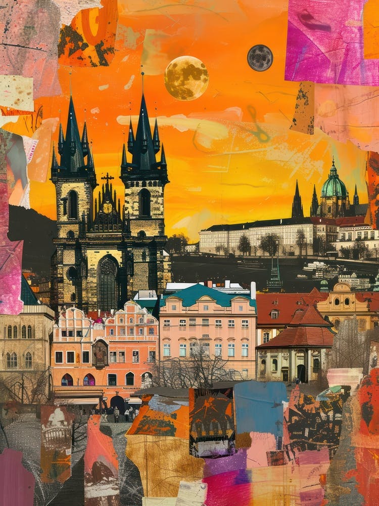 Prag Retro Collage-Stil 1