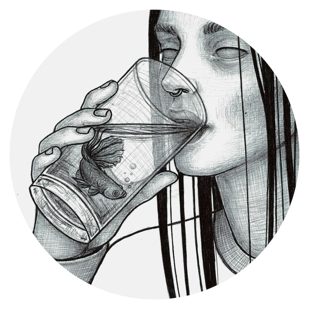 Girl Drinking Fish