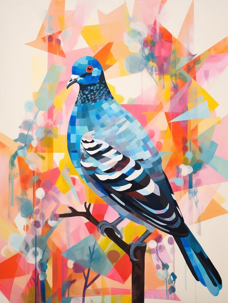Vogelmalerei-Collage Taube 3