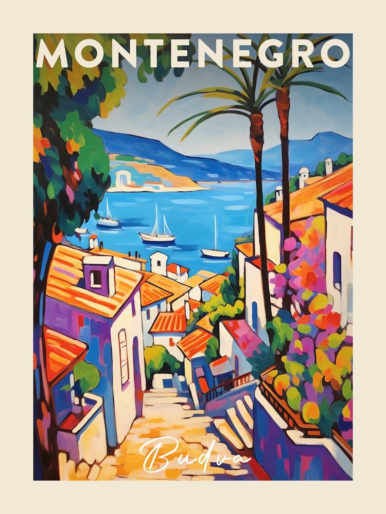 Budva Montenegro 3 Fauvist Painting  Travel Poster