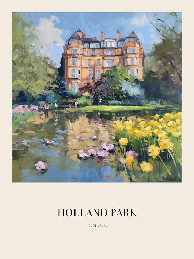 Holland Park London Vintage Cezanne Inspired Poster