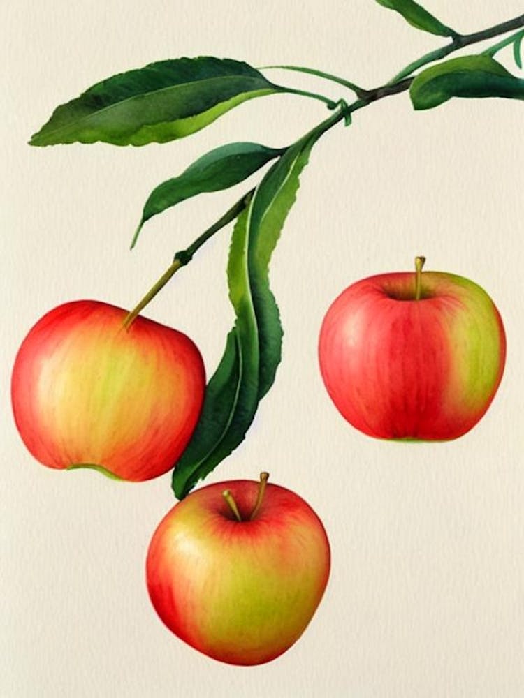 Apple 2 Watercolour Fruit Painting Fruit