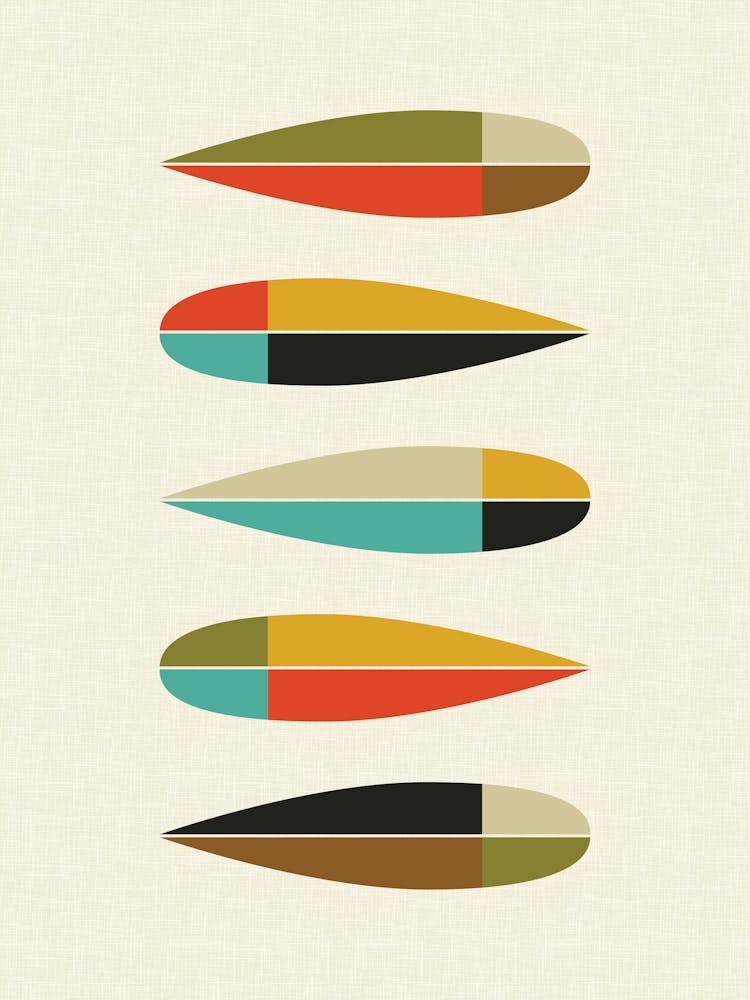 Mid Century Modern Abstract Leaves