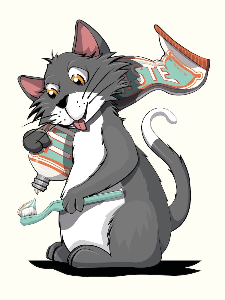 Cat Cleaning Teeth