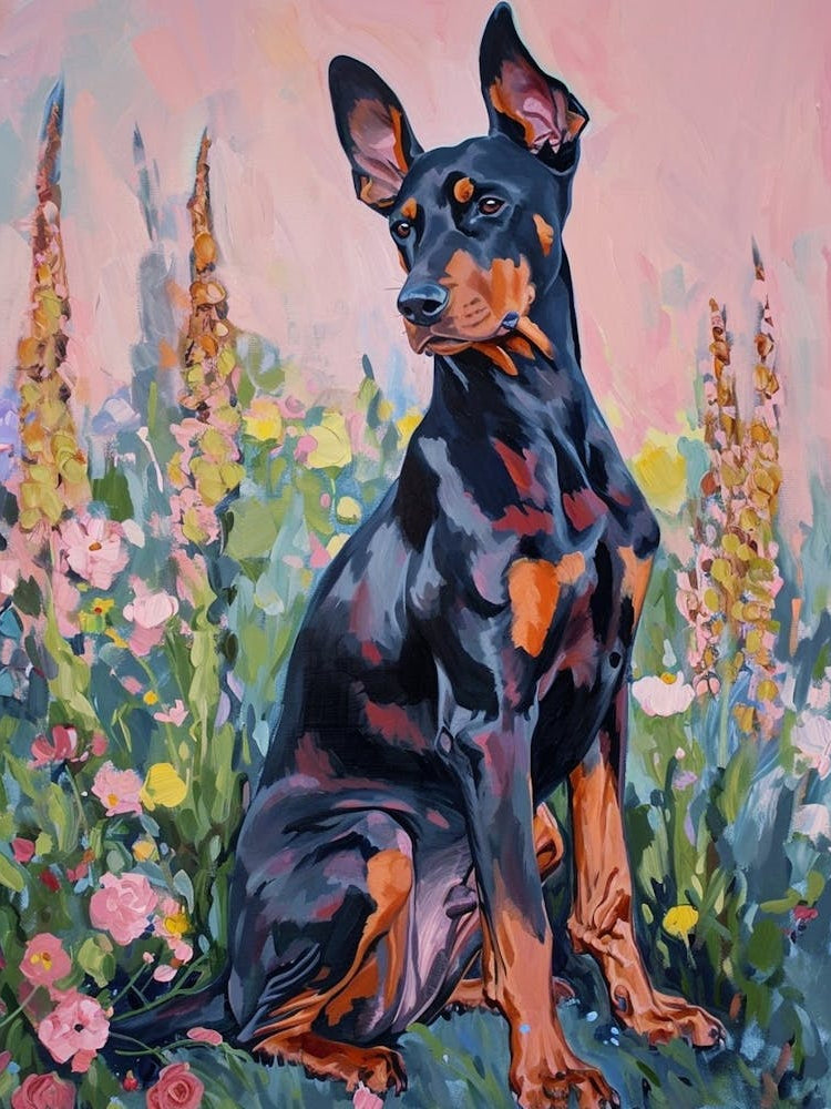 Doberman Pinscher Acrylic Painting 4