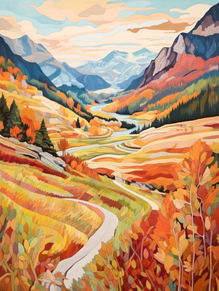 Autumn National Park Painting Berchtesgaden National Park Germany 1