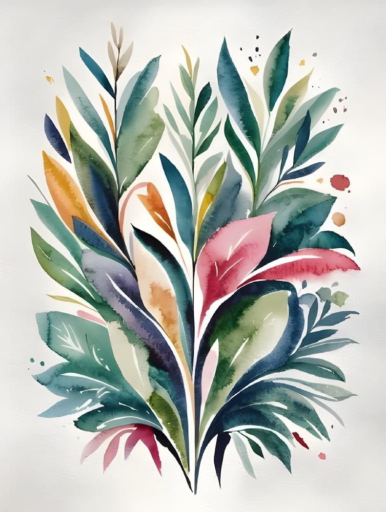 Watercolor Leaves Canvas Print