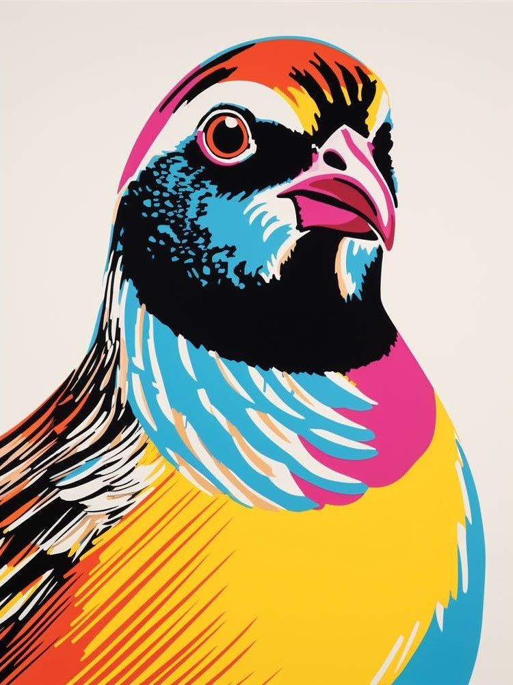 Andy Warhol Style Bird Partridge 1