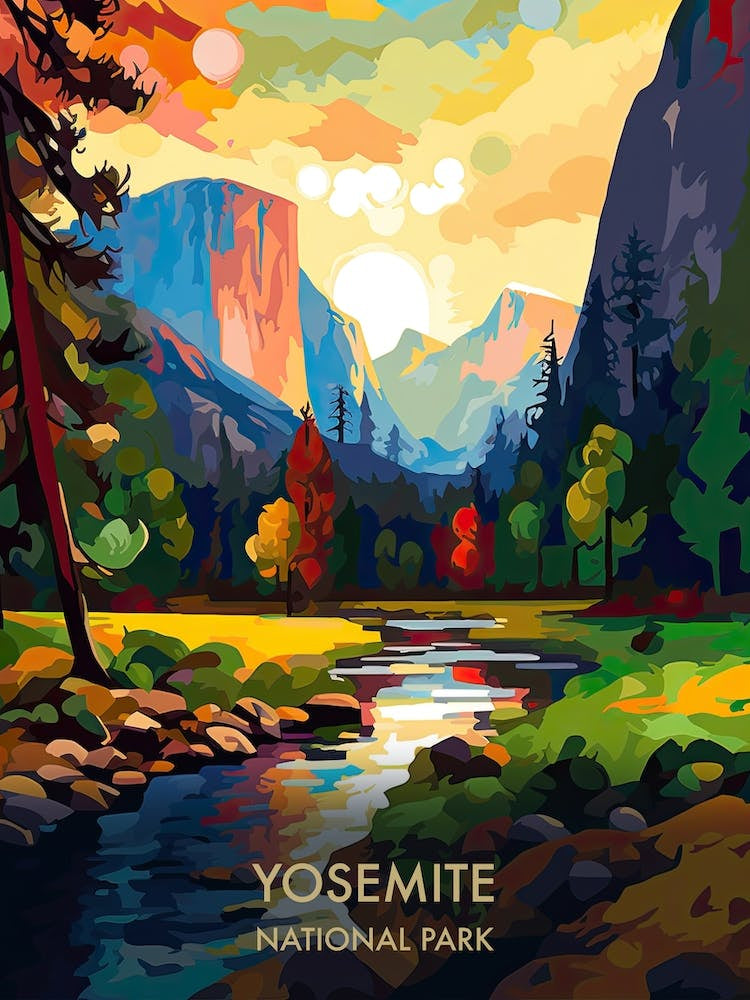 Yosemite National Park Travel Poster Illustration Style 3