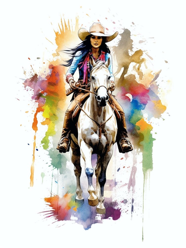 Cowgirl With Horse Illustration 2