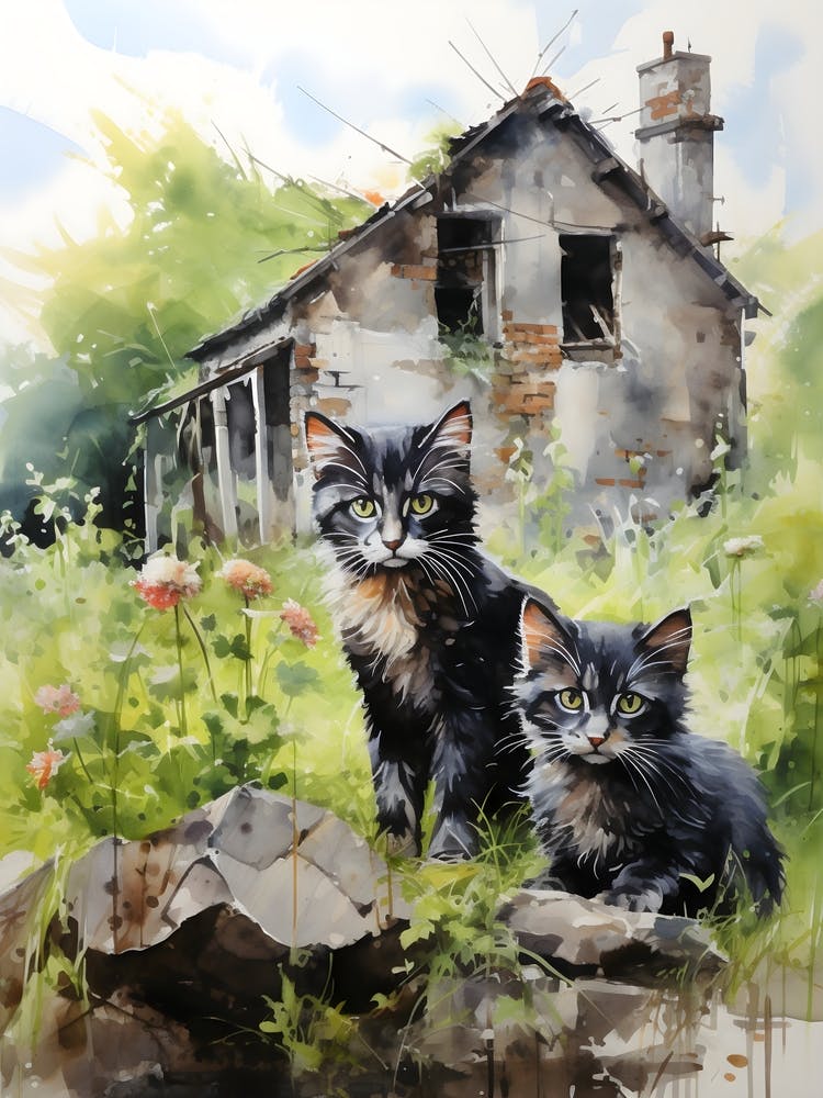 Irish Cats in Watercolor 2