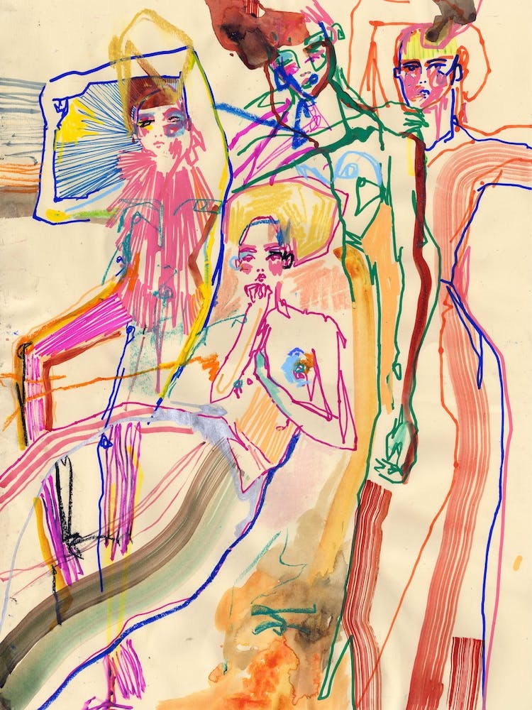 Mixed Media Pose Abstract Figurative