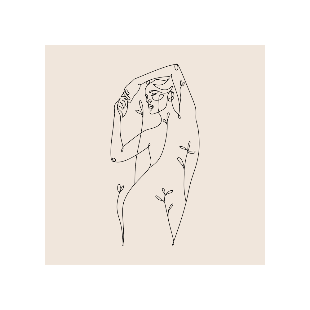 Plant Head woman Line Art