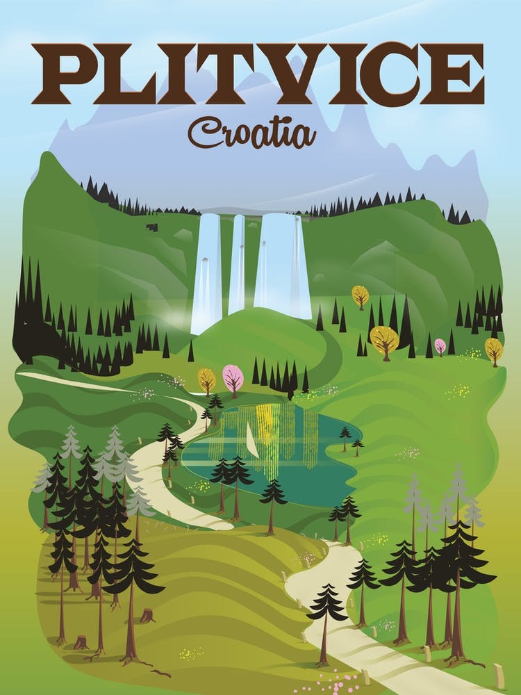 Pltivice Croatia Travel poster