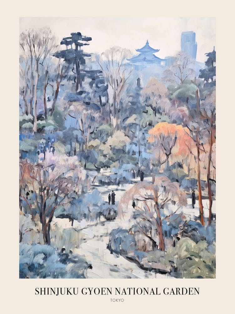 Winter City Park Poster Shinjuku Gyoen National Garden Japan 2