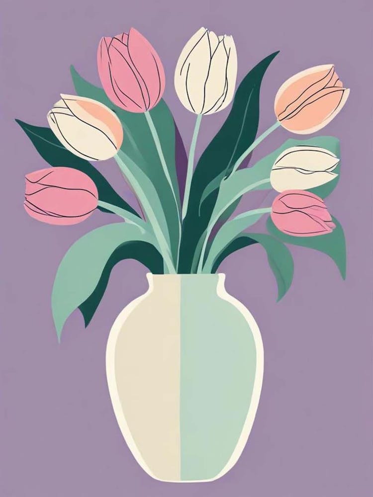 Green Tulips Vase Art (6)