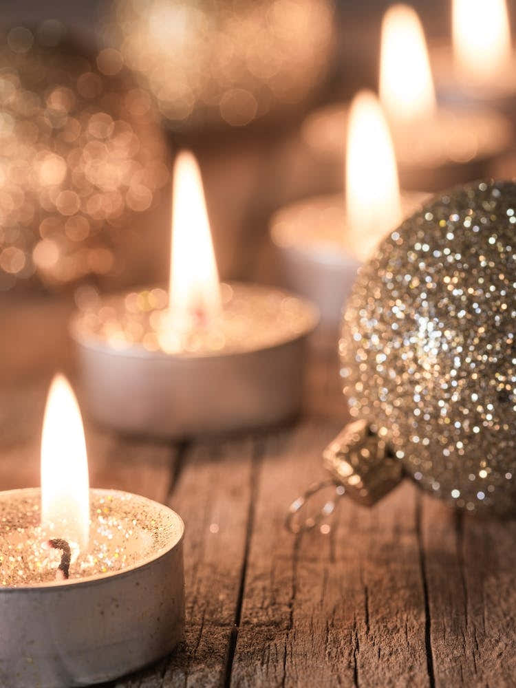 Christmas Advent festive light decoration on wooden background