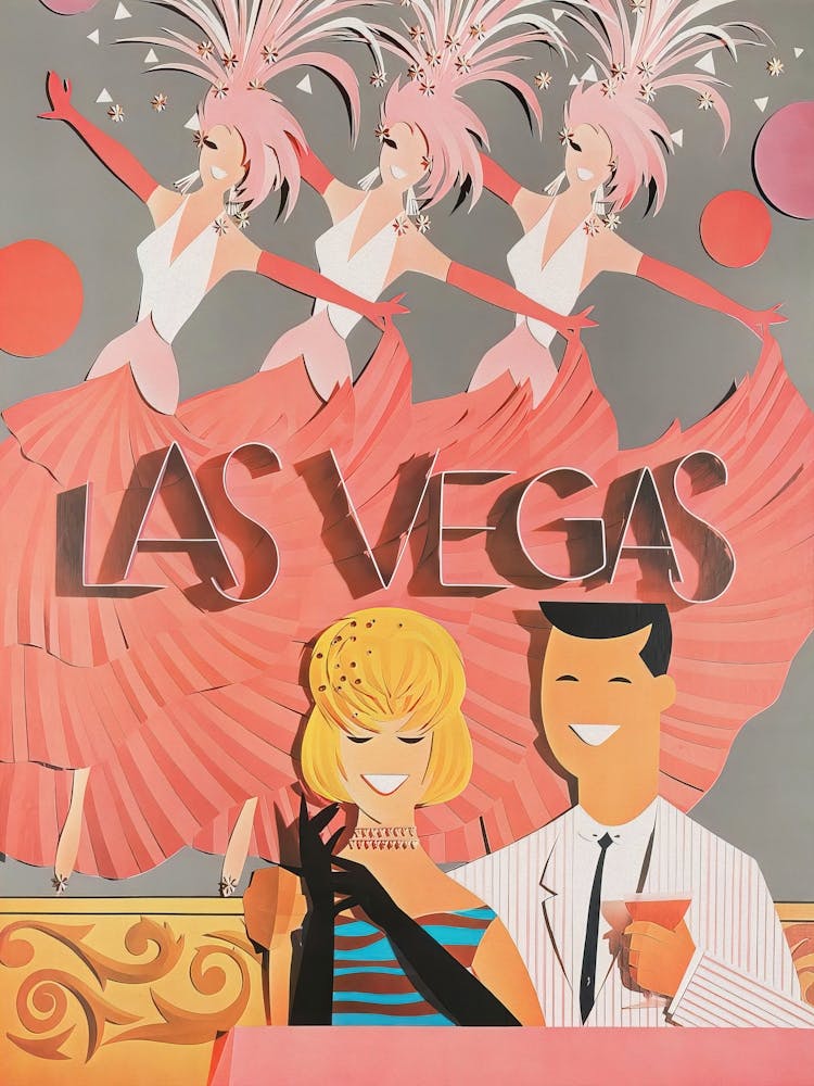 Las Vegas Showgirls Retro Vintage Travel Poster