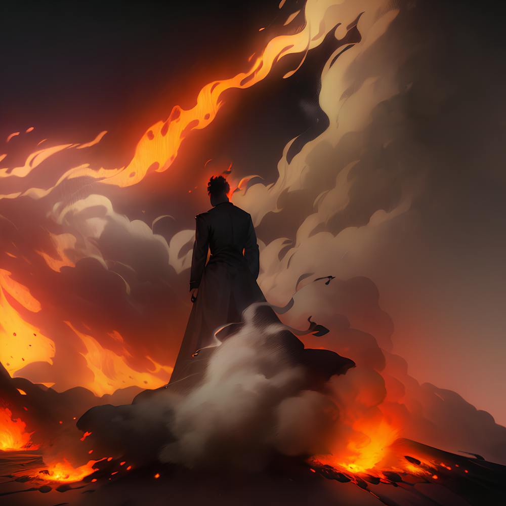 silhouette en flammes