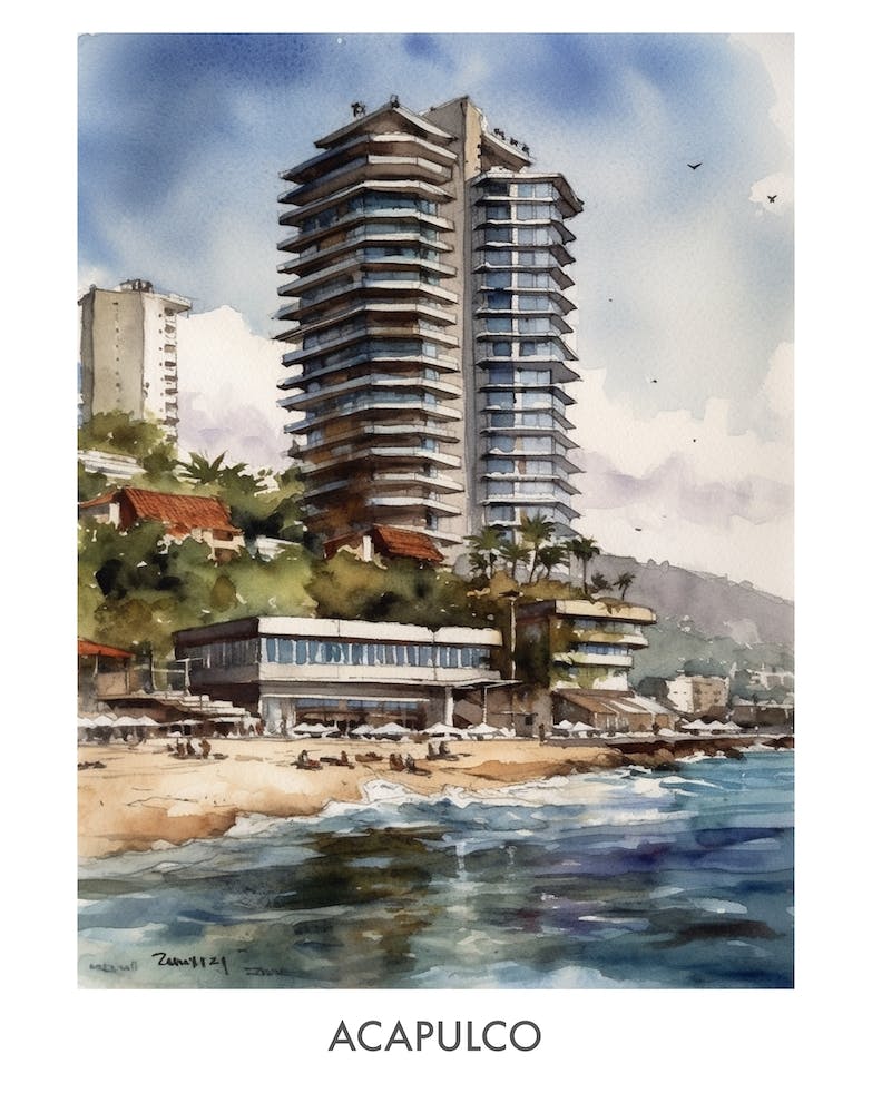 Acapulco Watercolor 4 Travel Poster