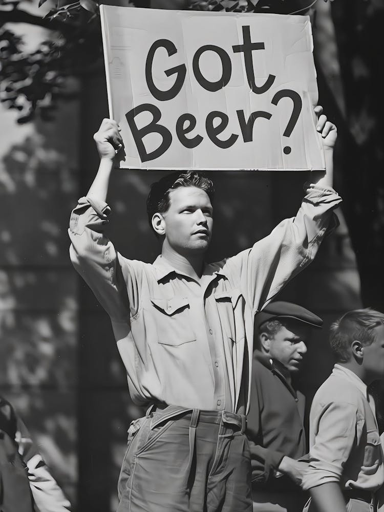Beer Protest Wall Art, Got Beer Black And White Print, Alcohol Speakeasy Poster, Prohibition Art, Man Cave Brewery Decor, Retro Wall Decor