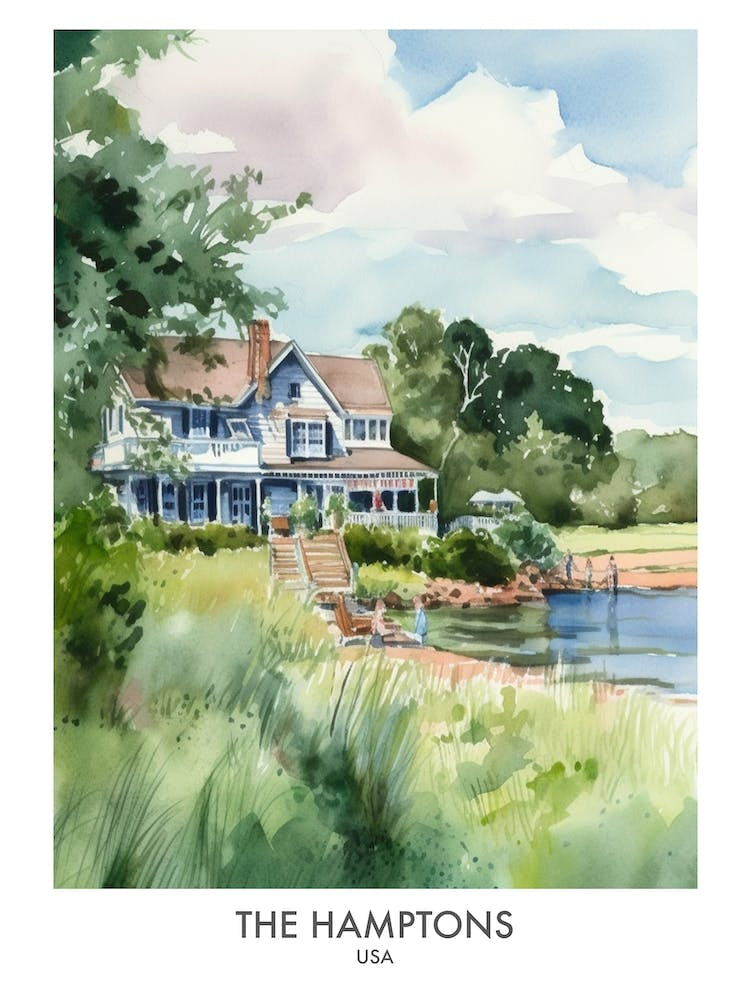 The Hamptons 7 Watercolour Travel Poster