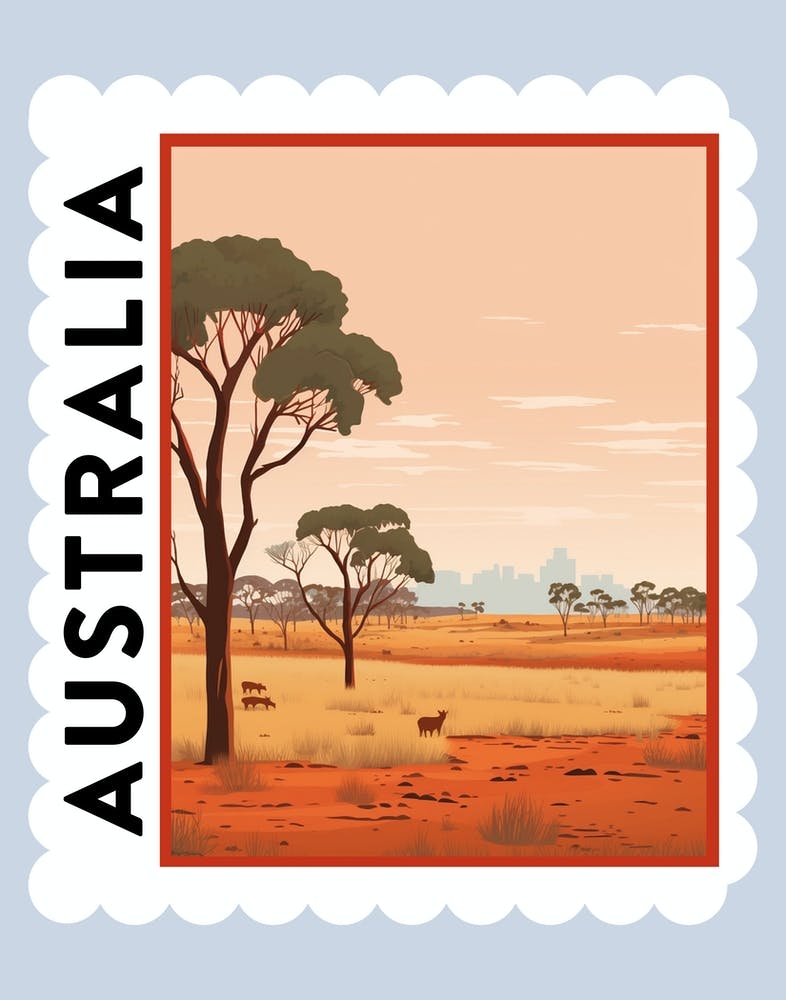 Australia 1 Travel Stamp Poster