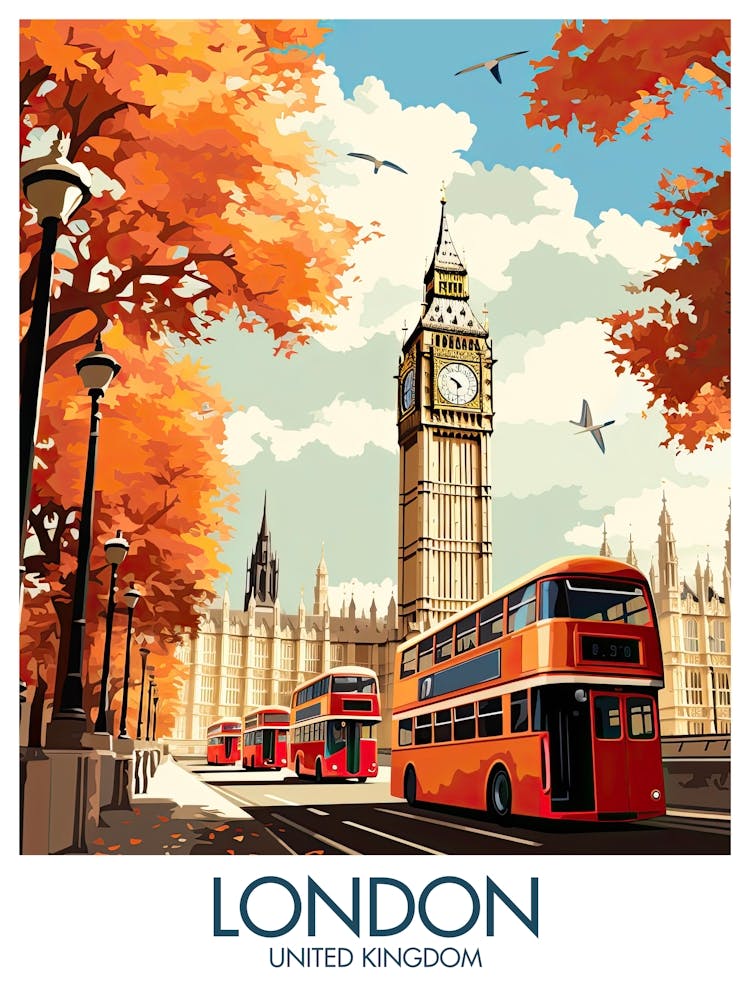 London Travel Print United Kingdom Gift