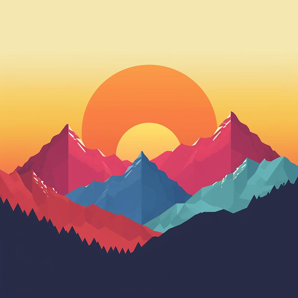 Mountain Landscape - Colourful mountains, vector illustration abstract art, abstract painting  city wall art, colorful wall art, home decor, minimal art, modern wall art, wall art, wall decoration, wall print colourful wall art, decor wall art, digital ar