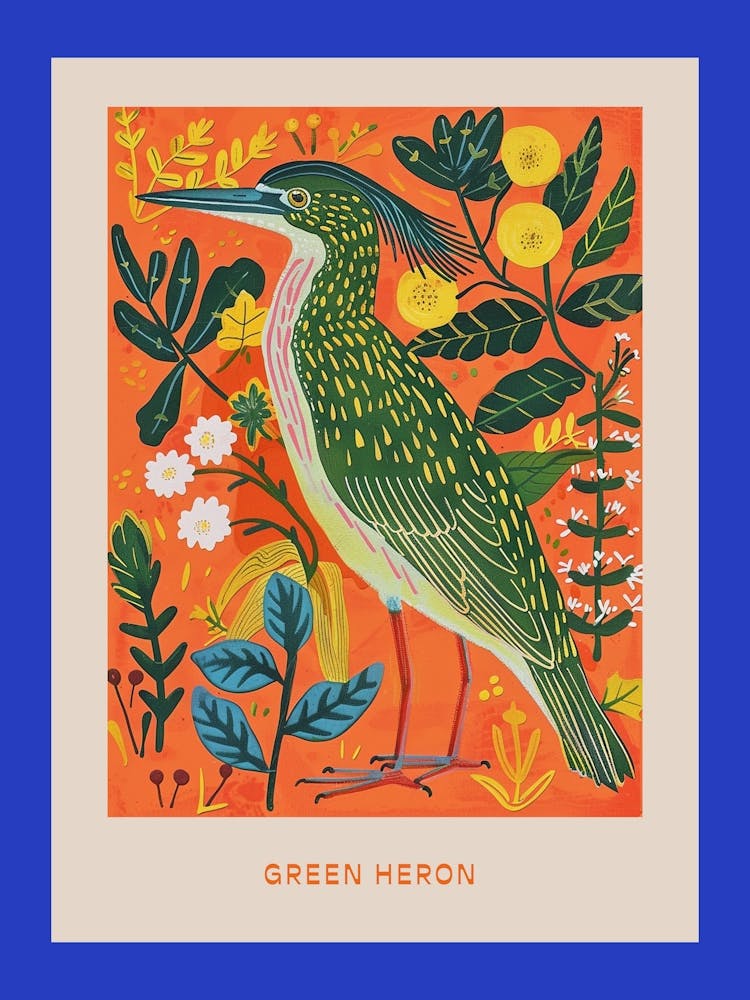 Frühlingsvögel Poster Grünreiher