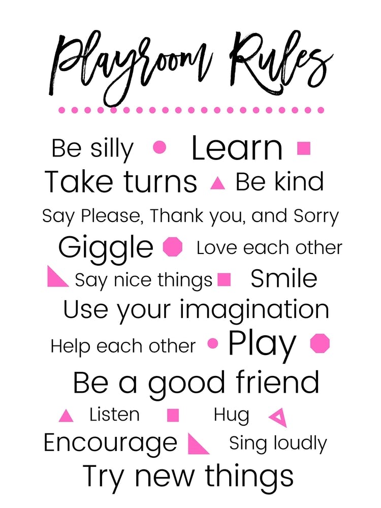 Playroom Rules Pink