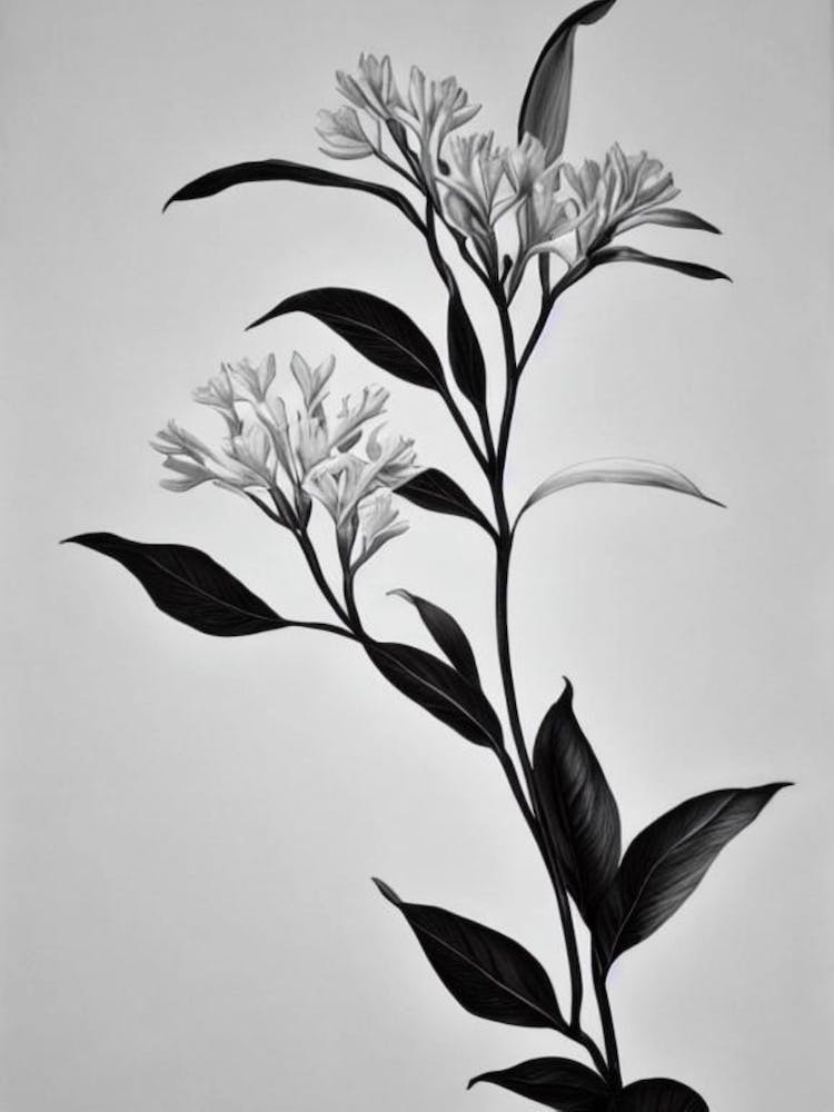 Jasmine B&W Pencil 1 Flower